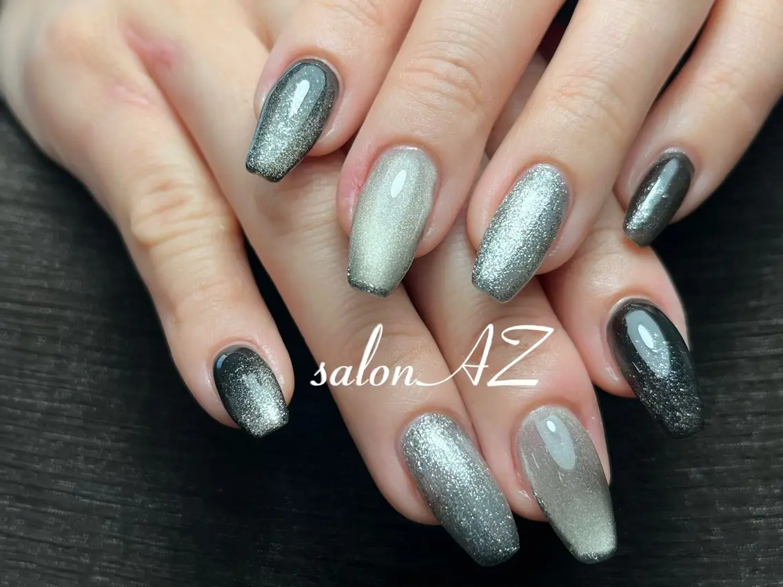 ネイル 長さ出し フットネイル フレンチネイル マグネットネイル ニュアンスネイル salon AZのネイルデザイン
