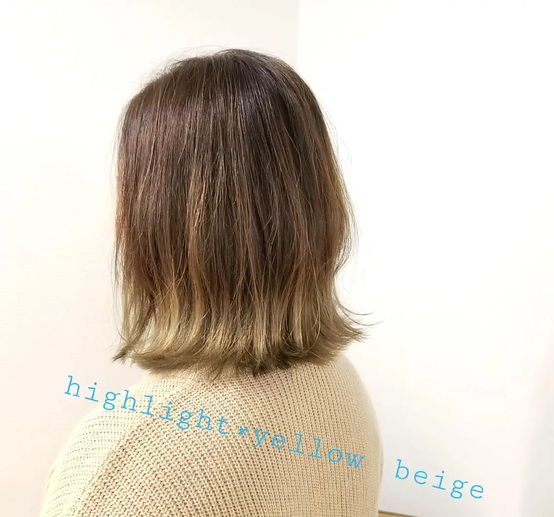 ミディアム カラー ベージュカラー ブリーチ ハイライトカラー イエローカラー ハイライト ✨デザインカラー✨ 中澤秀章のヘアスタイル