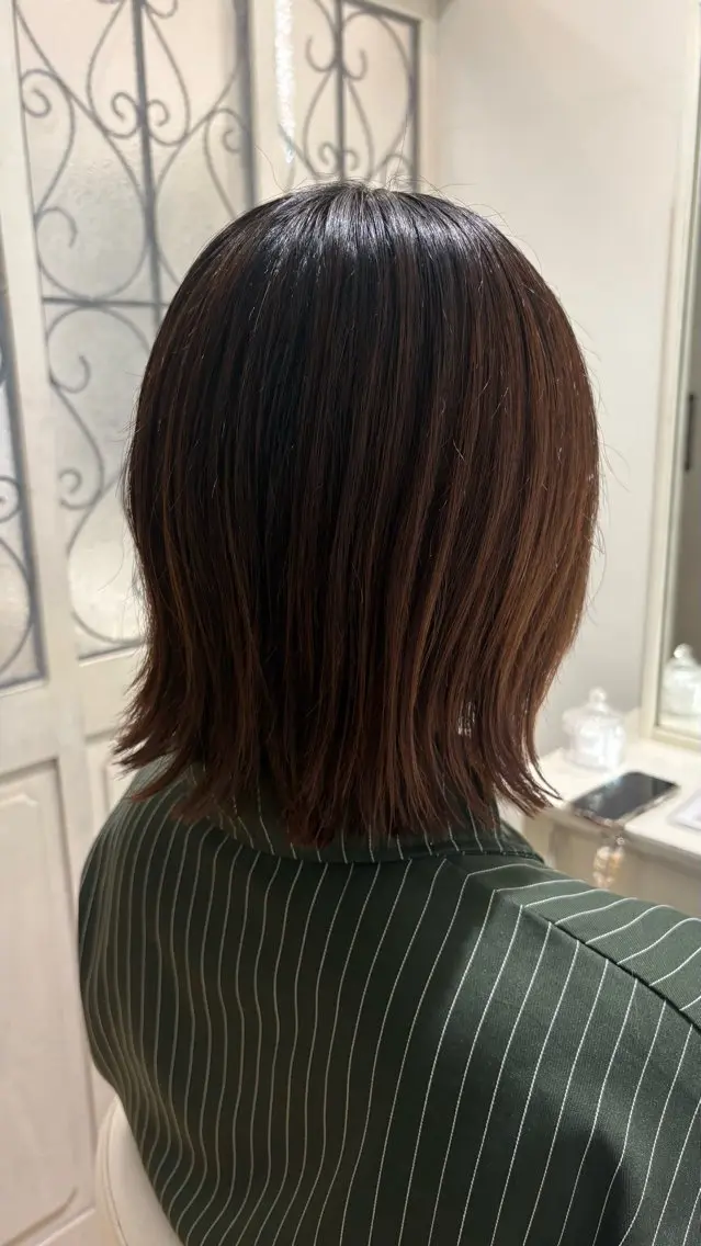 ミディアム カラー カット トリートメント 似合わせ 顔周りYUUGAのヘアスタイル