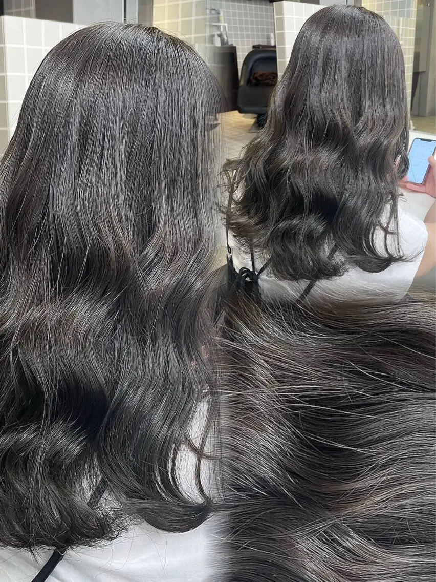ロング カラー パーマ ヘアアレンジ メンズ キッズ 🦋縮毛/韓国レイヤ ー/透明感カラー🦋のヘアスタイル