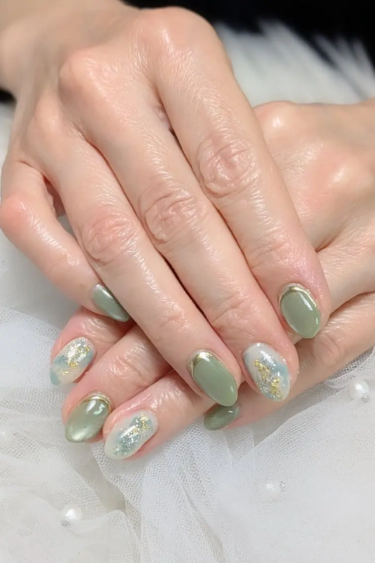 ネイル マグネットネイル 春ネイル ハンドネイル m&pPrivate nailsalonのネイルデザイン