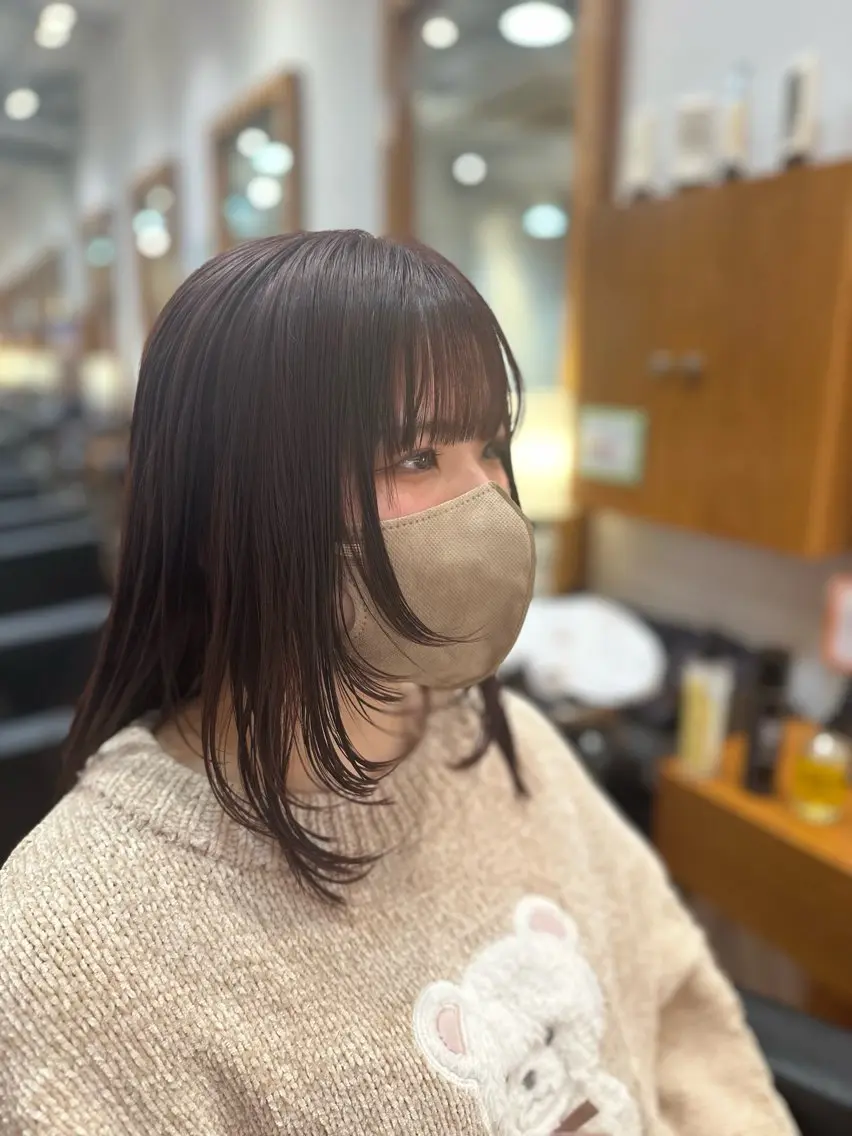 ミディアム カラー ヘアアレンジ 顔周りカット レイヤーカット 小顔カット Flor 上大岡 🌱山本一葉🌱のヘアスタイル