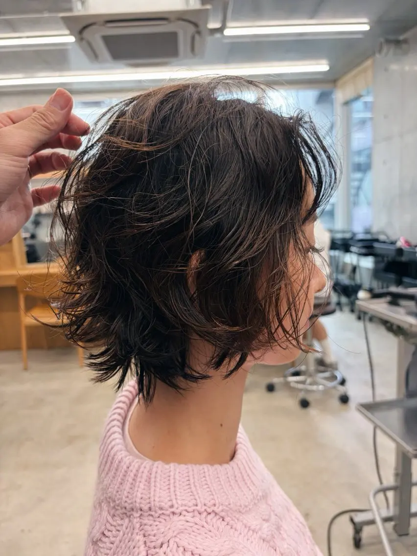 ミディアム パーマ ミディアムパーマ ボブ ニュアンスパーマ 前田ジュン /ショート/似合わせのヘアスタイル