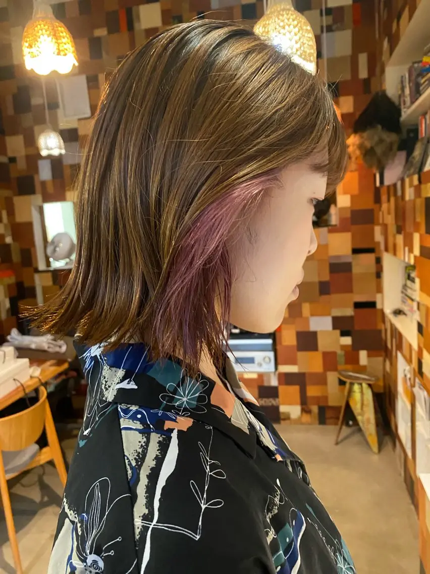 ミディアム カラー ヘアカラー 鈴木 映美のヘアスタイル