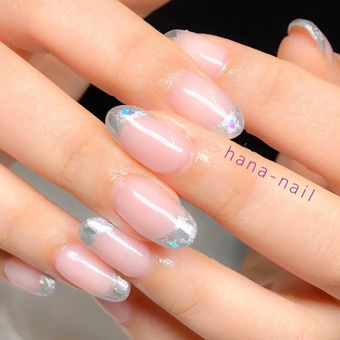 ネイル フレンチネイル ガラスフレンチ Kao hana-nailのネイルデザイン