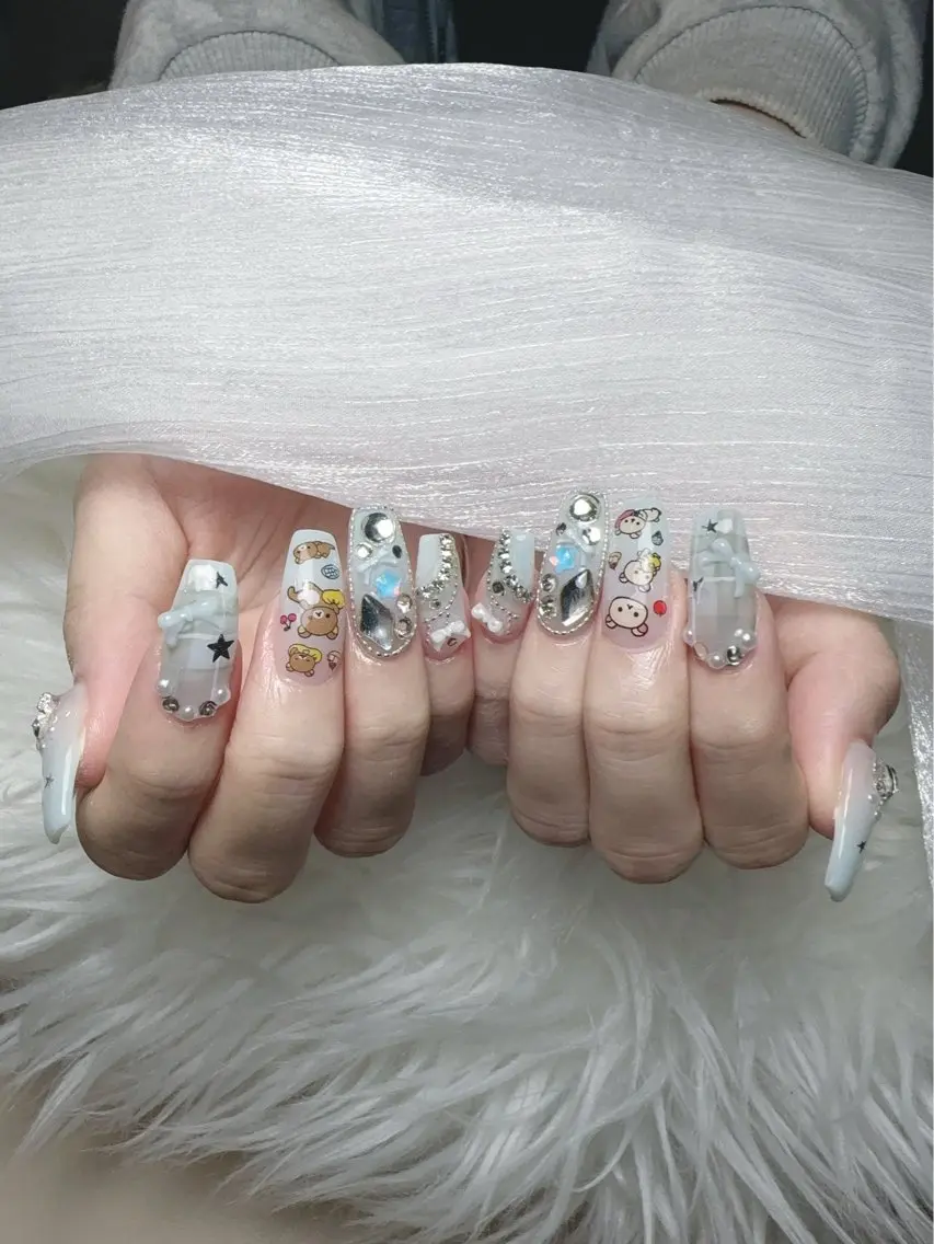 ネイル 成人式 ジェルネイル マグネットネイル 大理石ネイル(マーブル) 持ち込み K.bi_nail ネイル長さ出し専門店のネイルデザイン