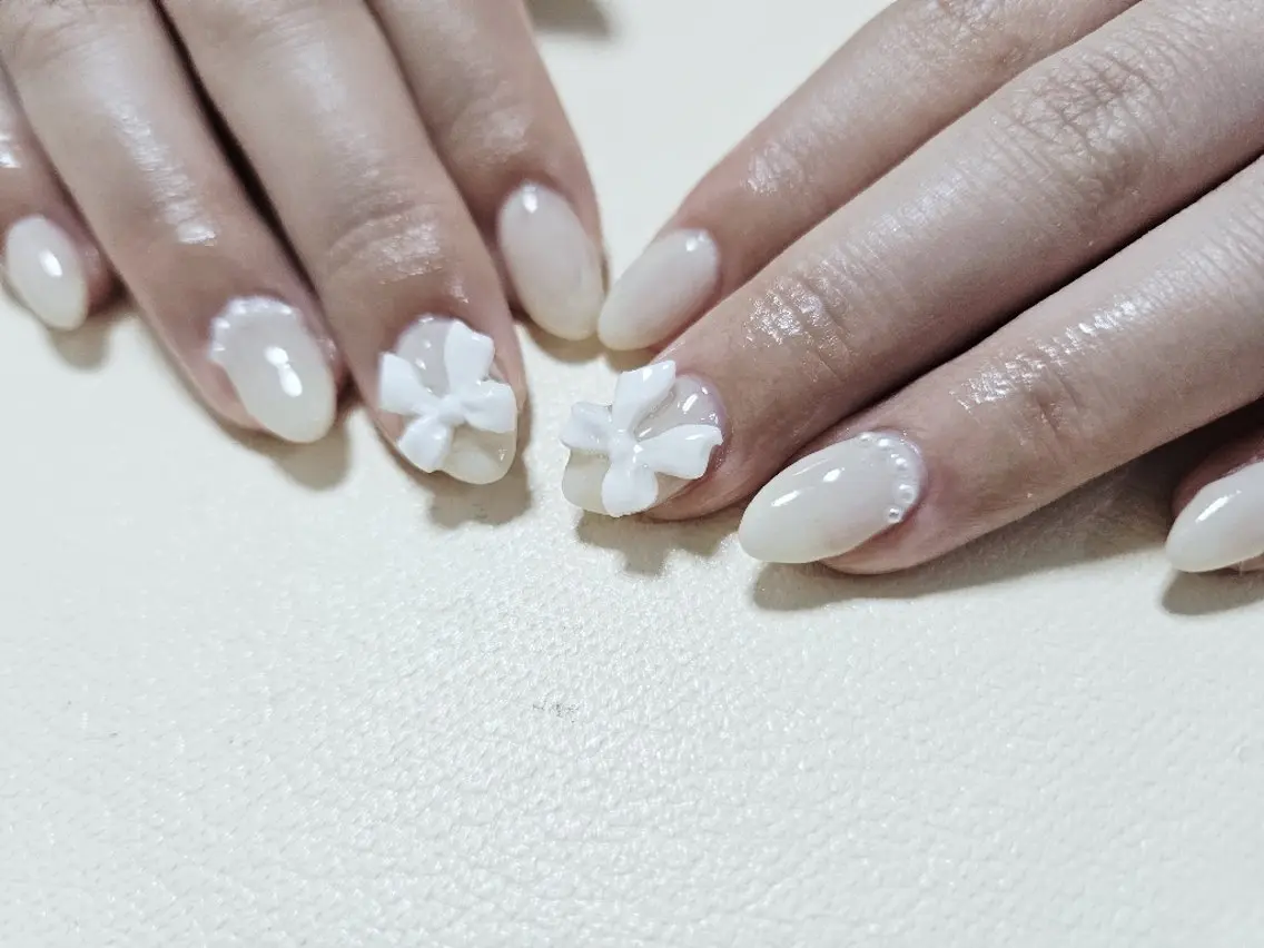 ネイル リボン ハンドネイル shellnail さなえのネイルデザイン