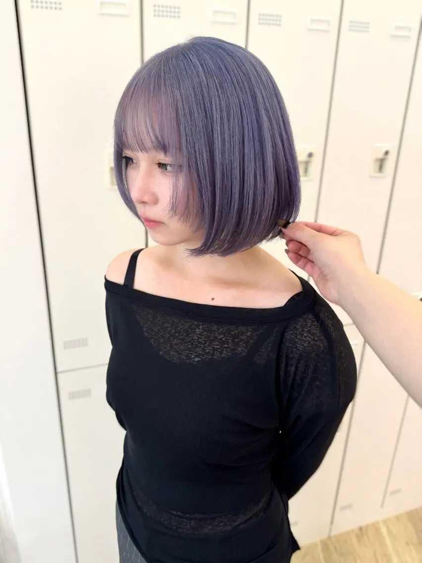 ミディアム カラー ヘアカラー NANO/ ブリーチ×レイヤーのヘアスタイル