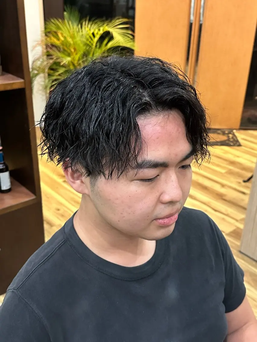 パーマ メンズ 刈り上げ カット パーマ 田村 龍輝のヘアスタイル