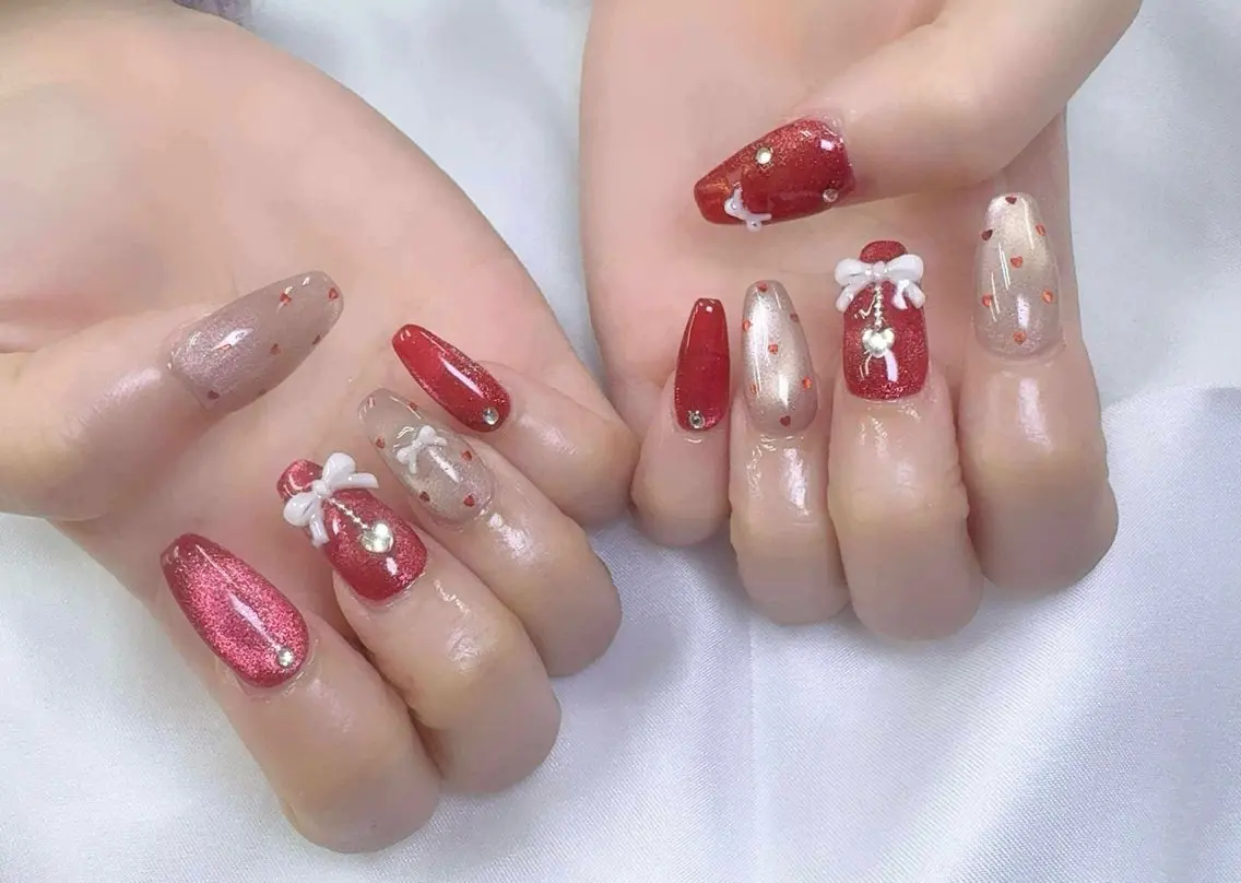 ネイル 成人式 フレンチネイル グラデーション 韓国ネイル マグネットネイル ハンドネイル Squen Nail shinjukuのネイルデザイン