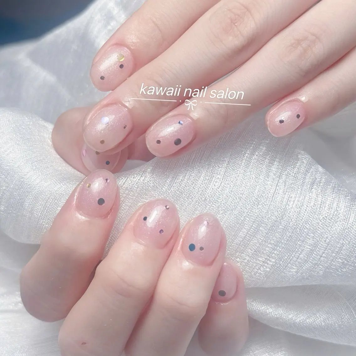 ネイル チークネイル ドット フットネイル フレンチネイル 韓国ネイル Kawaii _Nailのネイルデザイン