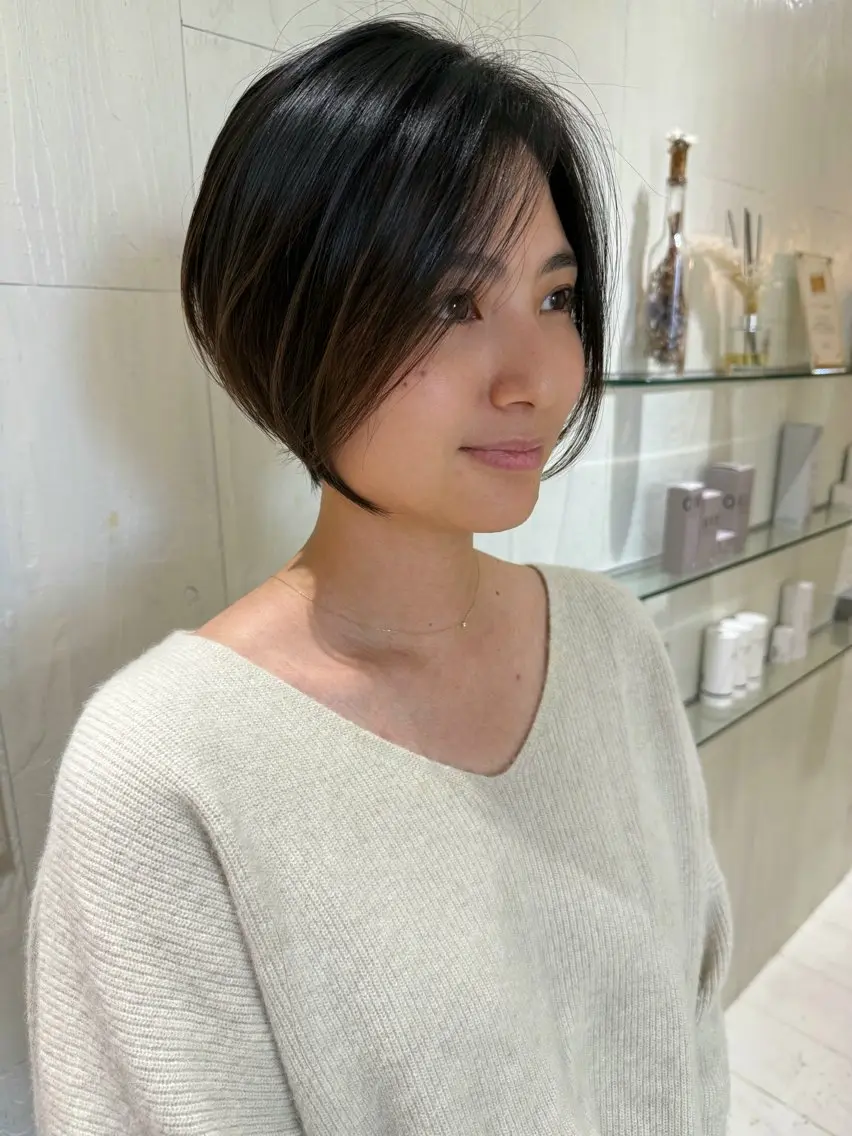 ショート カラー アッシュ 外国人風カラー レイヤーカット ショートヘア カット ヘアカラー トリートメント 河合秀明/ショート /ボブ/レイヤーのヘアスタイル