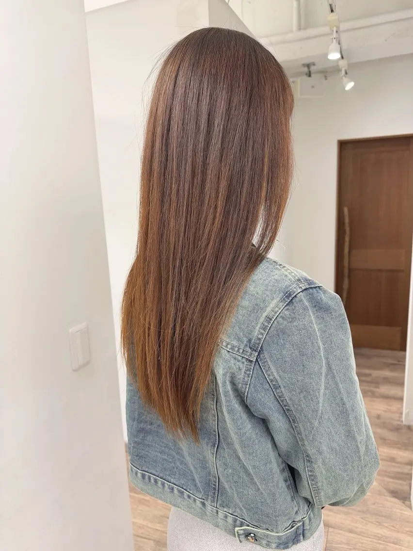 ロング 縮毛矯正 ハイライト⭐️上野 高広のヘアスタイル