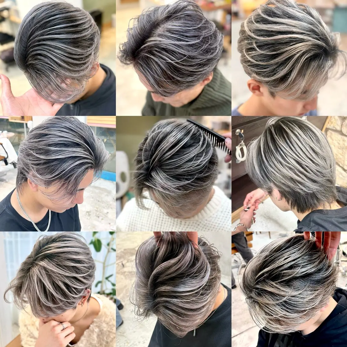 ミディアム カラー メンズ メンズバレイヤージュ バレイヤージュ レイヤーカット カット ヘアカラー トリートメント バレイヤージュ/ シャドウルーツ/安室のヘアスタイル