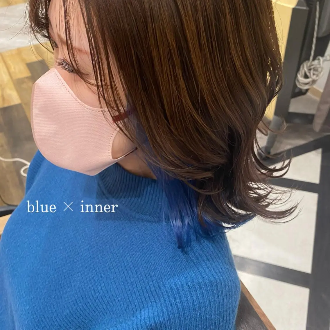 ショート カラー ブリーチ ブルーカラー ヘアカラー インナーカラー☆ 香西茉奈のヘアスタイル