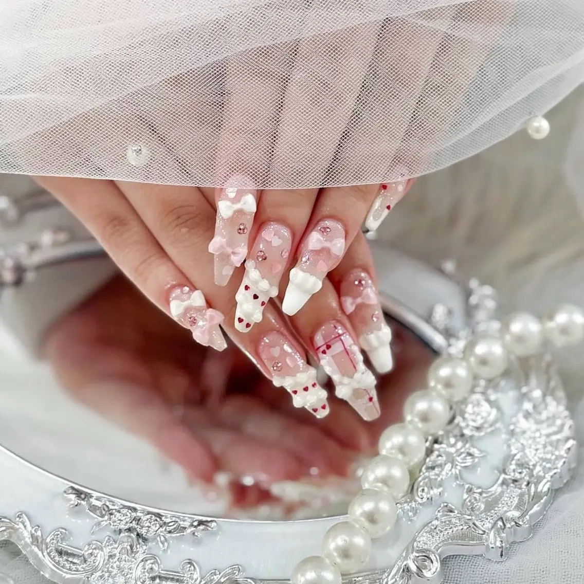 ネイル リボン ハンドネイル ハンドケア puty nail なつみのネイルデザイン