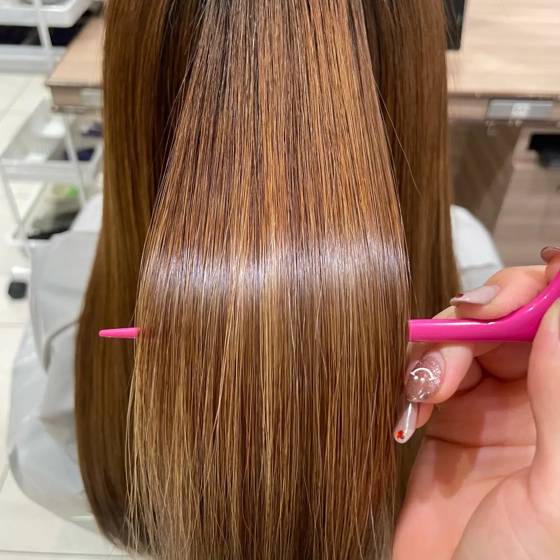 ロング カット 縮毛矯正 トリートメント 崎山 紗吏のヘアスタイル