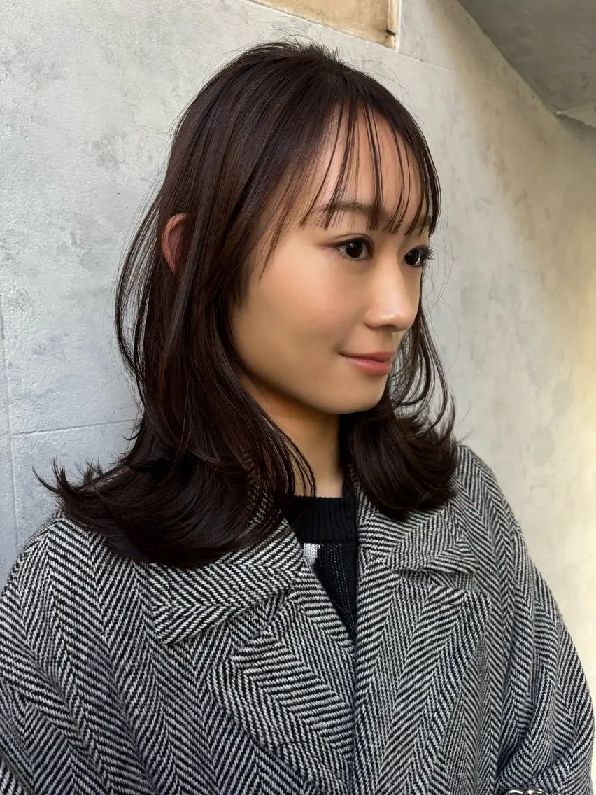 ミディアム 顔周りカット 似合わせカット カット ヘアカラー ボブ×レイヤーカット 透明感カラー/Fuuのヘアスタイル