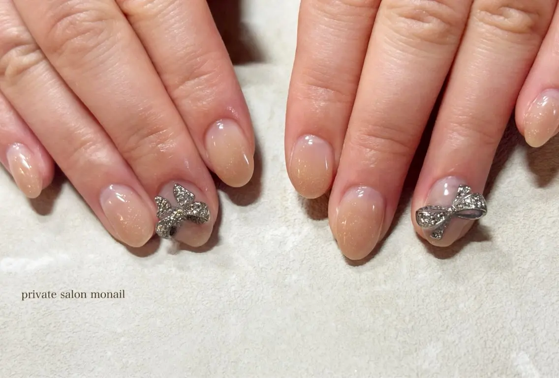 ネイル グラデーション リボン ハンドネイル nail salon monailのネイルデザイン