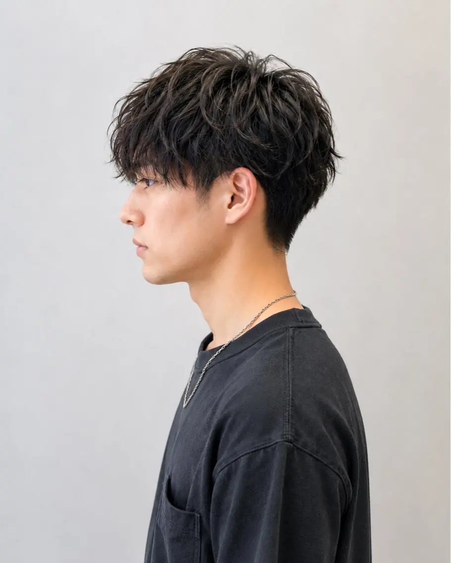 ショート パーマ メンズ メンズ韓国風 マッシュウルフ マッシュ メンズパーマ ツーブロック カット パーマ 久木原 ゆりのヘアスタイル