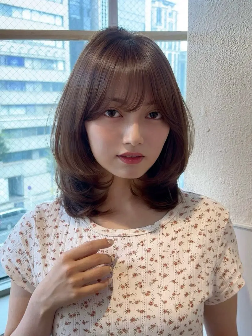 ミディアム 韓国レイヤーカット/ ﾔﾏｳｴﾏﾘﾅのヘアスタイル