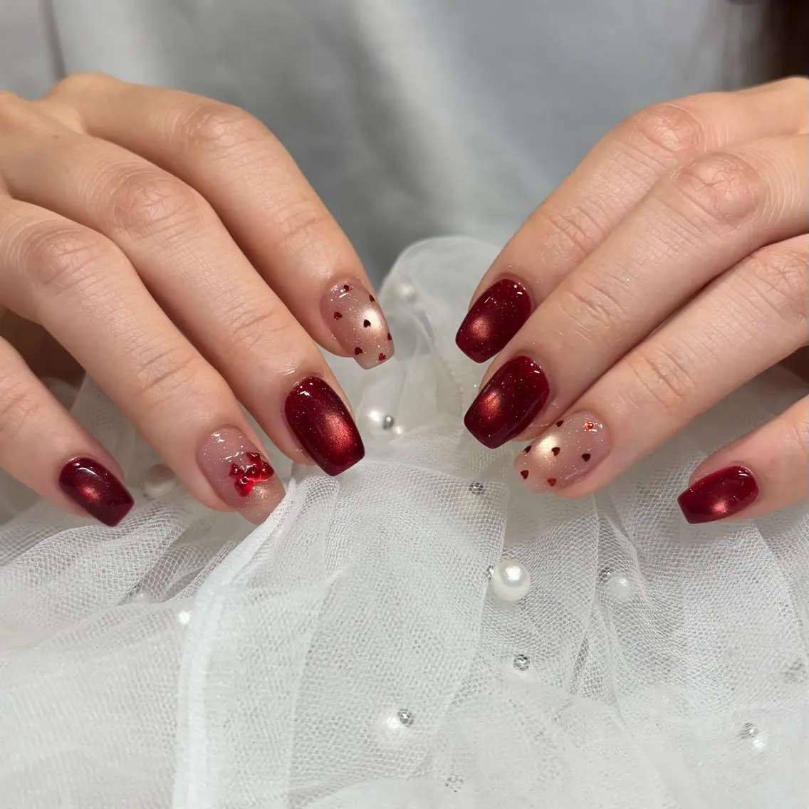 ネイル ボルドー ハンドネイル 荒巻 めいのネイルデザイン