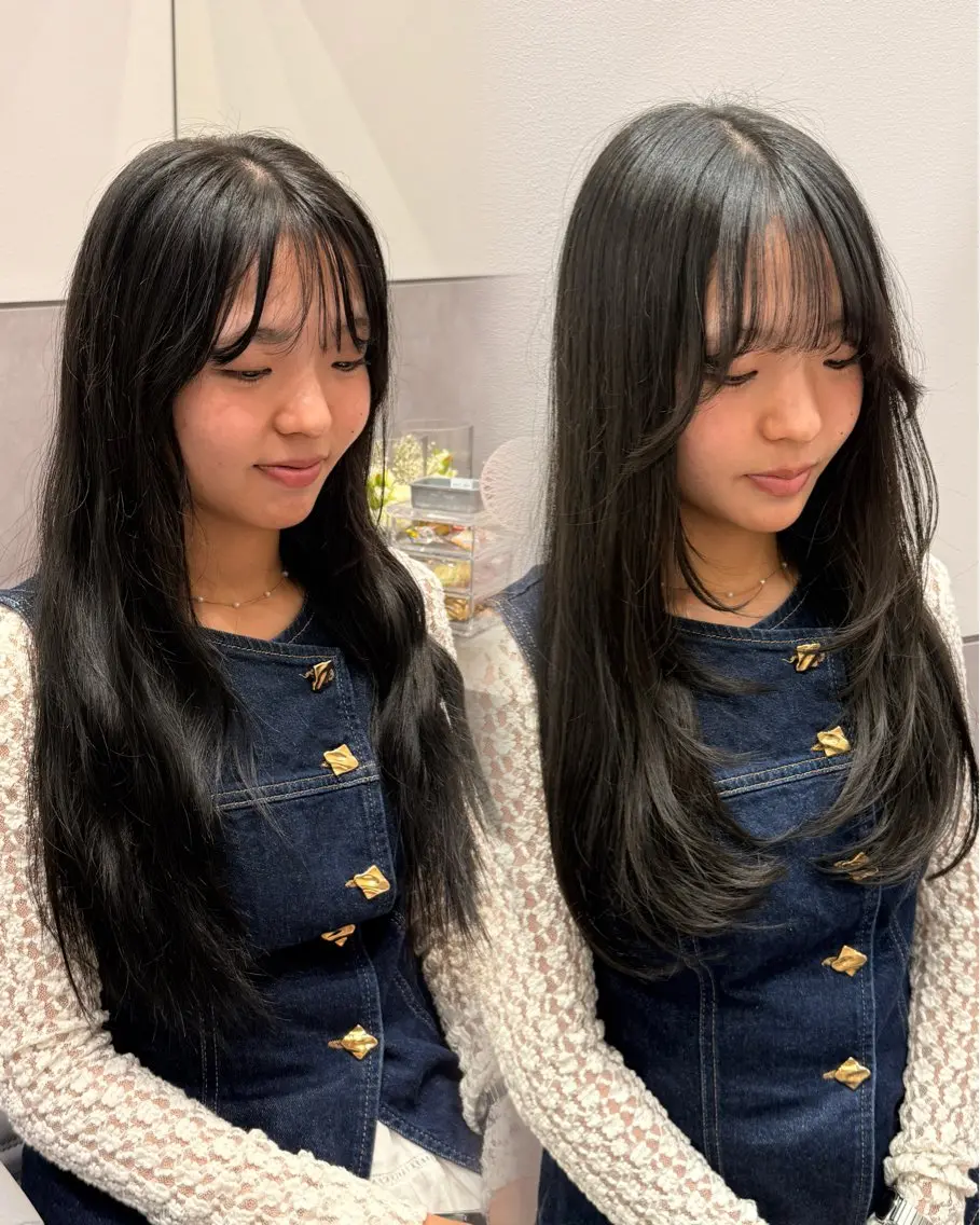 ロング カット 縮毛矯正 トリートメント 美髪矯正×レイヤー 🫧鷹司郎のヘアスタイル