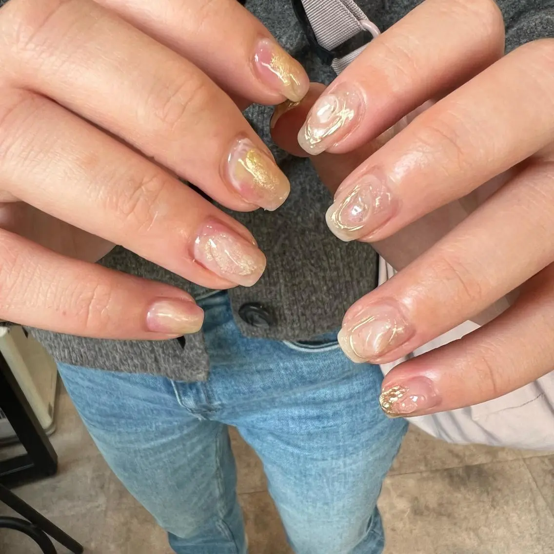 ネイル クリアネイル ニュアンスネイル ぷっくりネイル sode shioriのネイルデザイン