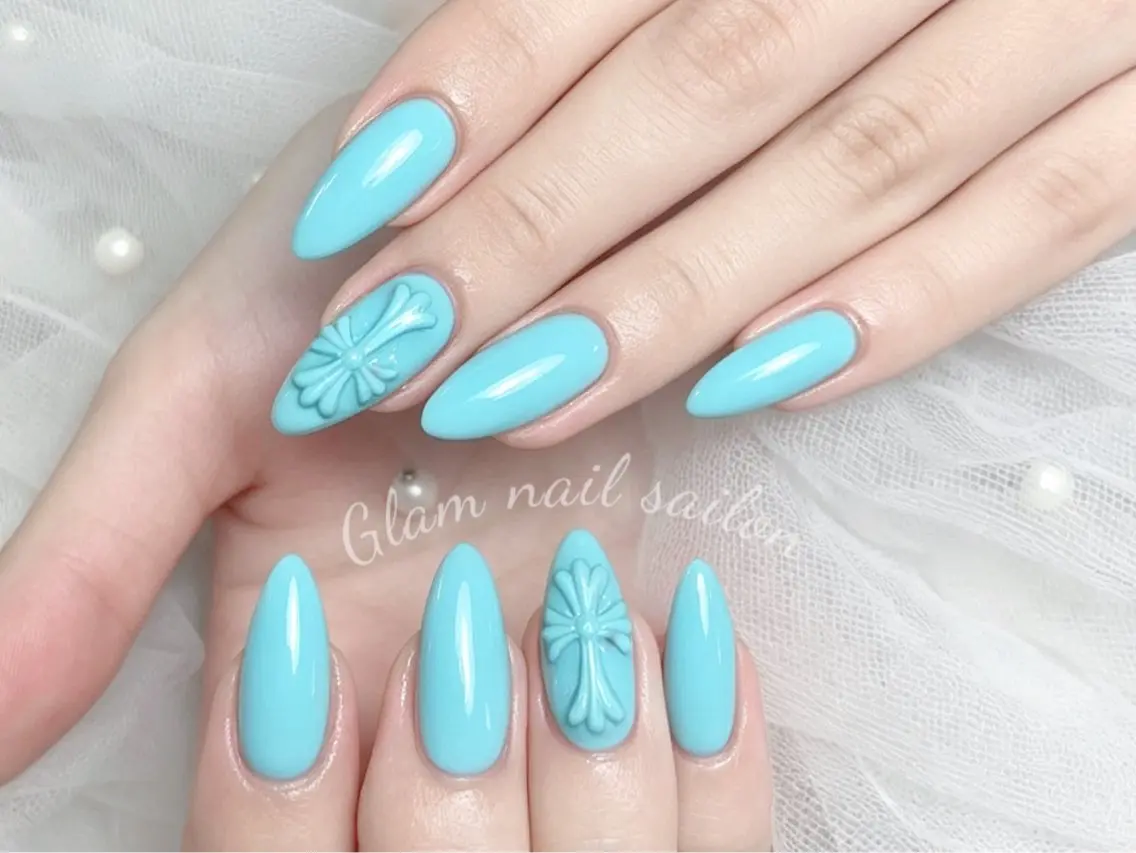 ネイル ハンドネイル エツメ💅 長さ出し🎀デザインのネイルデザイン