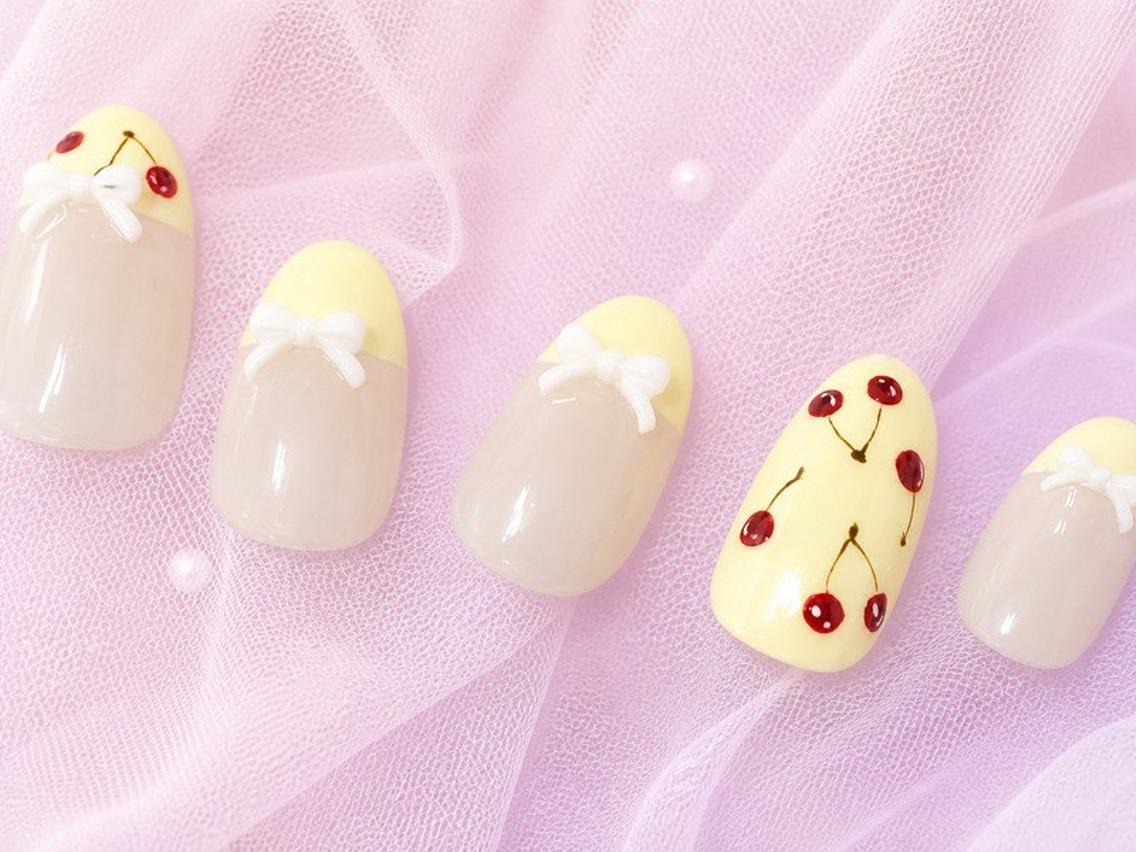 ネイル リボン 春ネイル ハンドネイル Lili Nail Studio西荻窪店のネイルデザイン