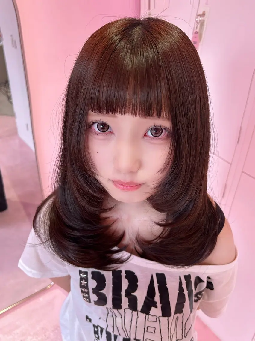 ミディアム moe/名古屋 /カラーモデルのヘアスタイル