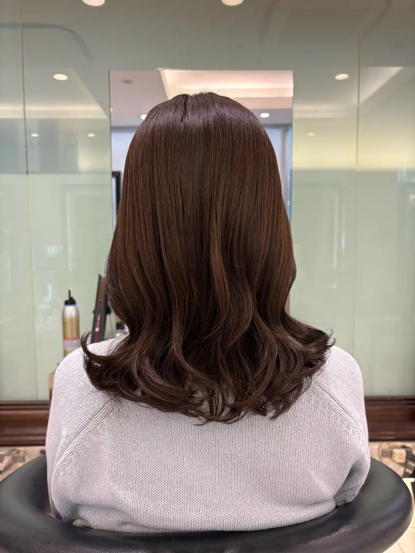 ミディアム パーマ カット パーマ 韓国っぽ水光肌カラー マンツーマン🫧なおのヘアスタイル