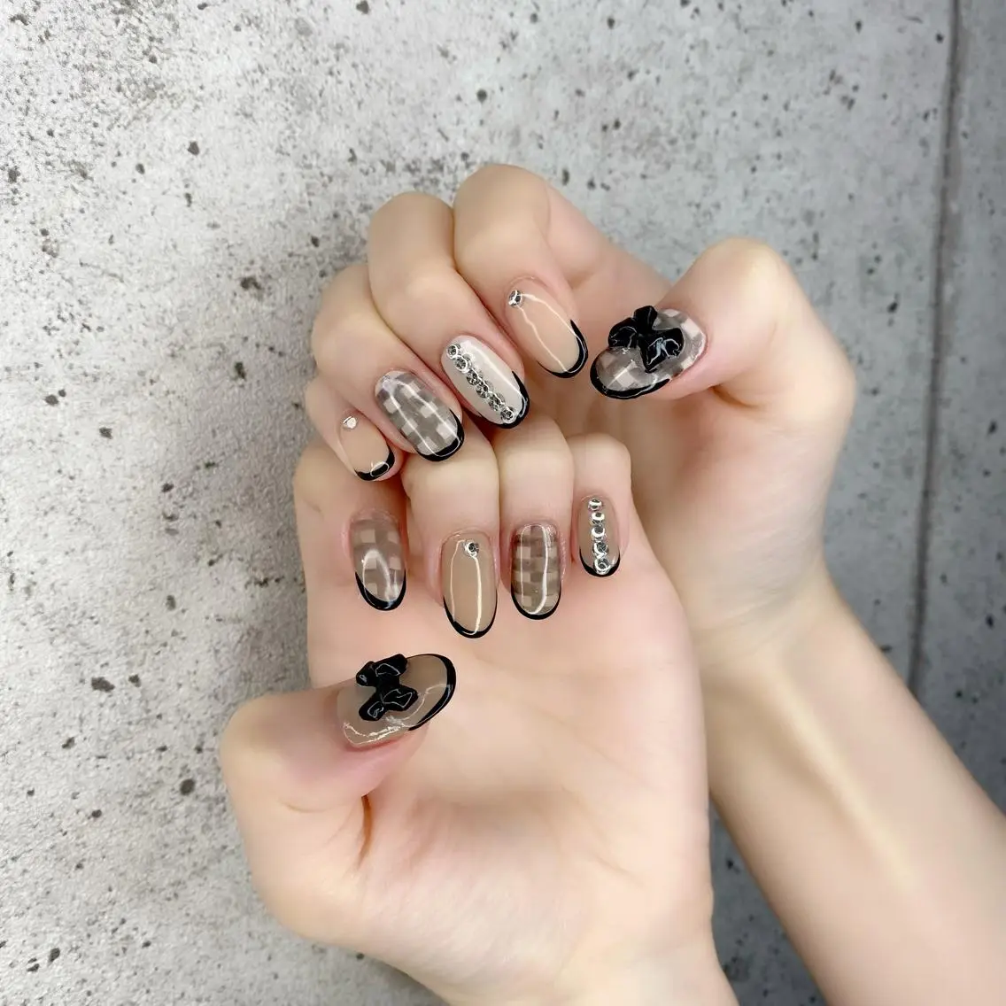 セミロング カラー パーマ ヘアアレンジ メンズ キッズ ネイル マツエク・マツパ フレンチネイル リボン ハンドネイル Salon Ｋのネイルデザイン