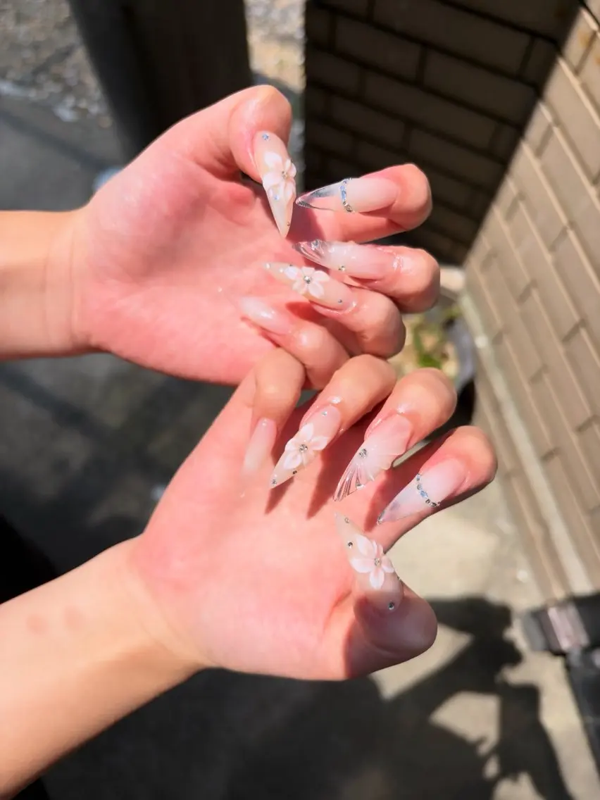 ネイル アートネイル オーロラネイル チークネイル 長さ出し フットネイル ハンドネイル Chan nailsのネイルデザイン