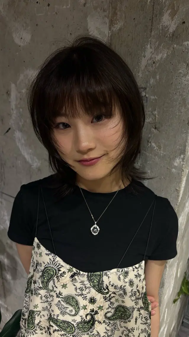 ミディアム カラー ブラウンカラー 透明感カラー 齋 花音のヘアスタイル