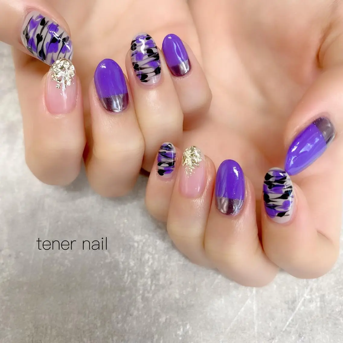 ネイル ピーコックネイル パープル テネルネイル tener nailのネイルデザイン
