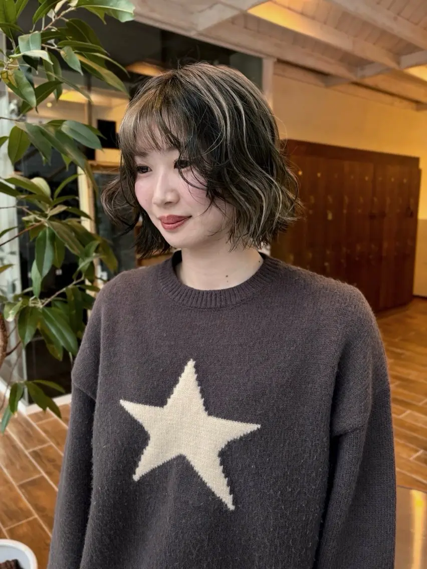 ミディアム ヘアカラー ハイトーン/デザイン カラー/るいのヘアスタイル
