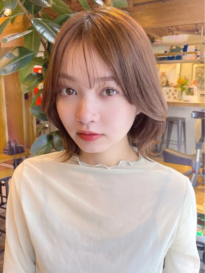 ミディアム ボブレイヤー ボブ レイヤーカット カット パーマ 結べるレイヤーボブ くびれLady表参道のヘアスタイル