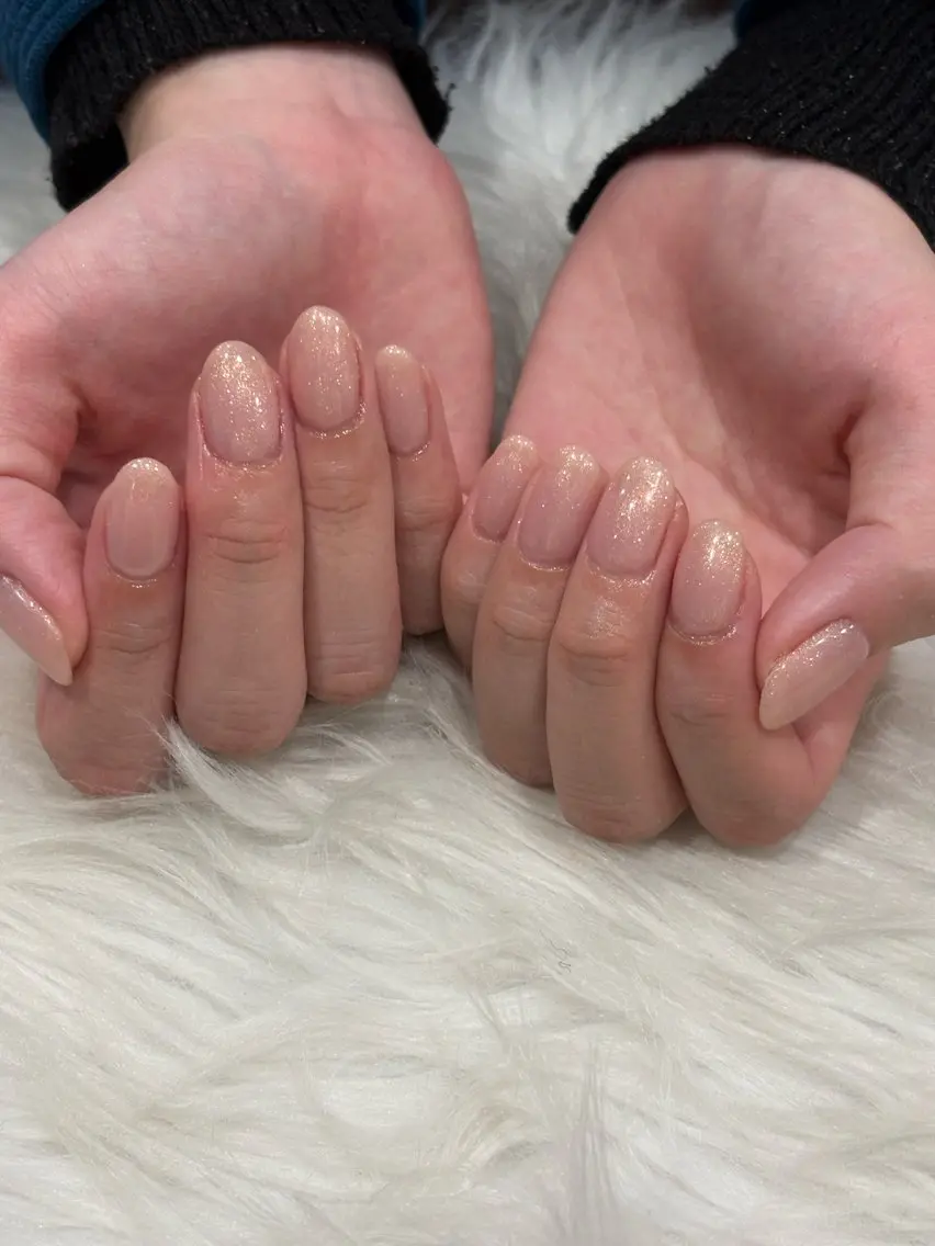 ネイル ピンク ピンクベージュ Nobody_ AikAのネイルデザイン