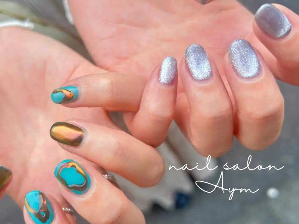 ネイル マグネットネイル ニュアンスネイル nail salon Aymのネイルデザイン