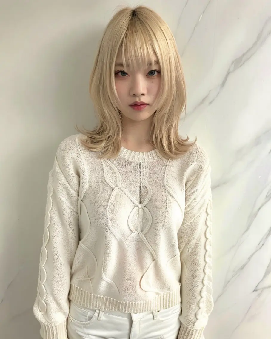 セミロング Rin♡透明感ピンク 🎀白肌ラベンダーのヘアスタイル