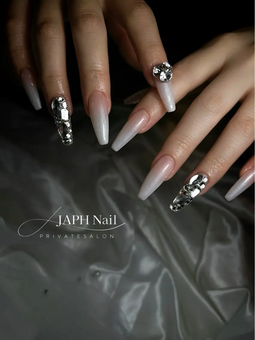 ネイル フラッシュネイル フレンチネイル ロングネイル マグネットネイル 持ち込み NailSalon /JAPHのネイルデザイン