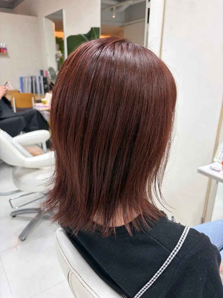 ミディアム くせ毛 トリートメント カット ヘアカラー トリートメント nagane sayakaのヘアスタイル