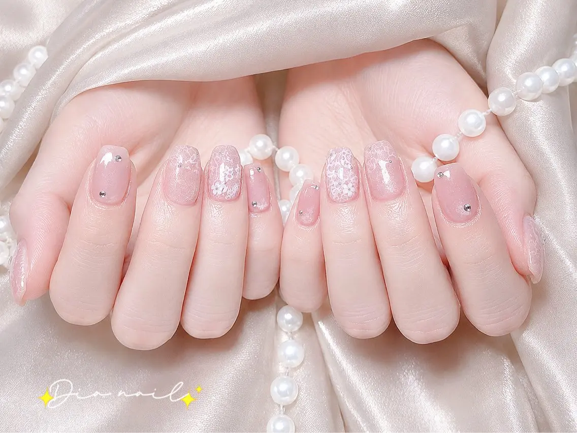 ネイル フットネイル 韓国ネイル レース マグネットネイル ニュアンスネイル ハンドネイル Dia nail サロンのネイルデザイン