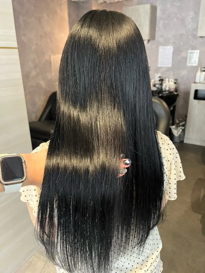 ロング カラー 黒髪 ブルーカラー ブルーブラック 🫧みひろ🫧カット カラーモデル募集のヘアスタイル