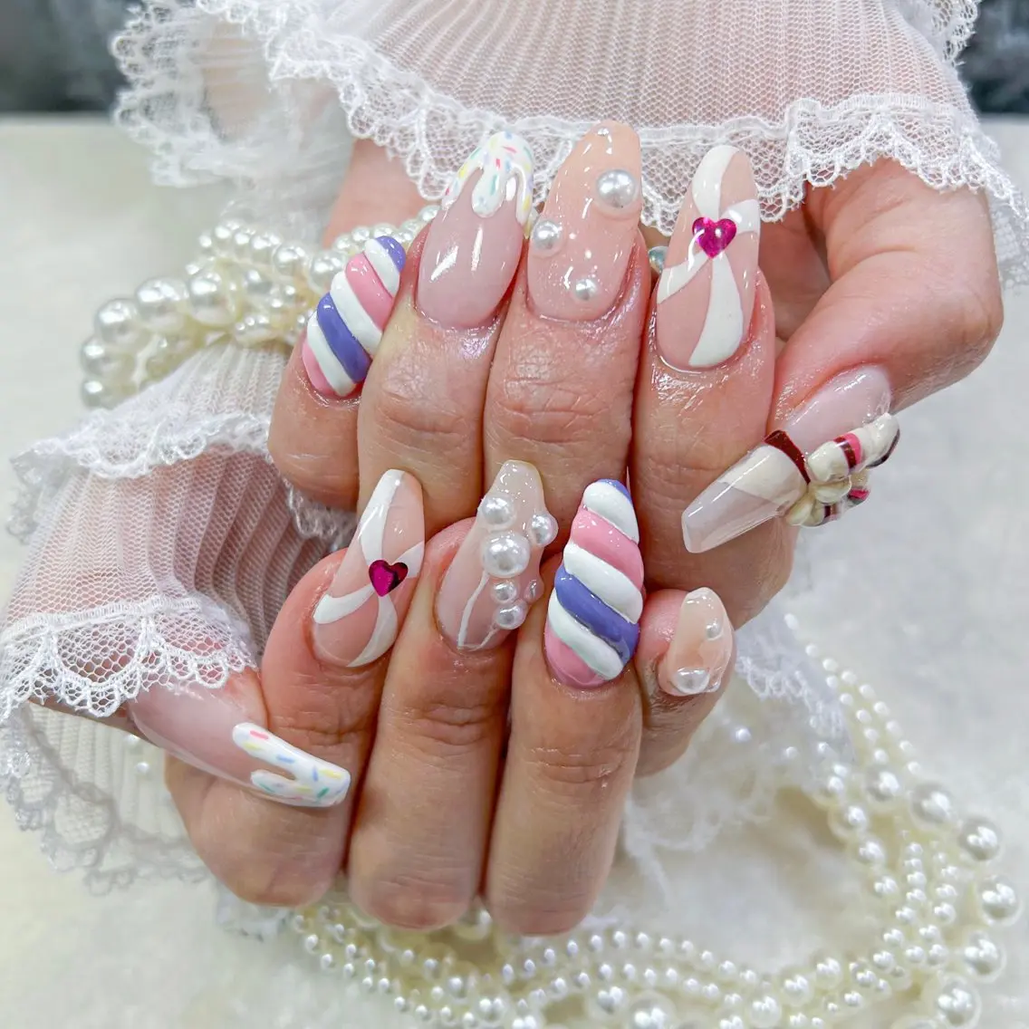 ネイル アートネイル 長さ出し フットネイル 韓国ネイル マグネットネイル Minami 🍓のネイルデザイン
