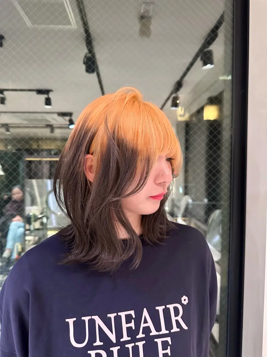 セミロング カラー ヘアアレンジ ヘアカラー ヘアセット くれは/ブリーチ/ハ イトーン/透明感のヘアスタイル