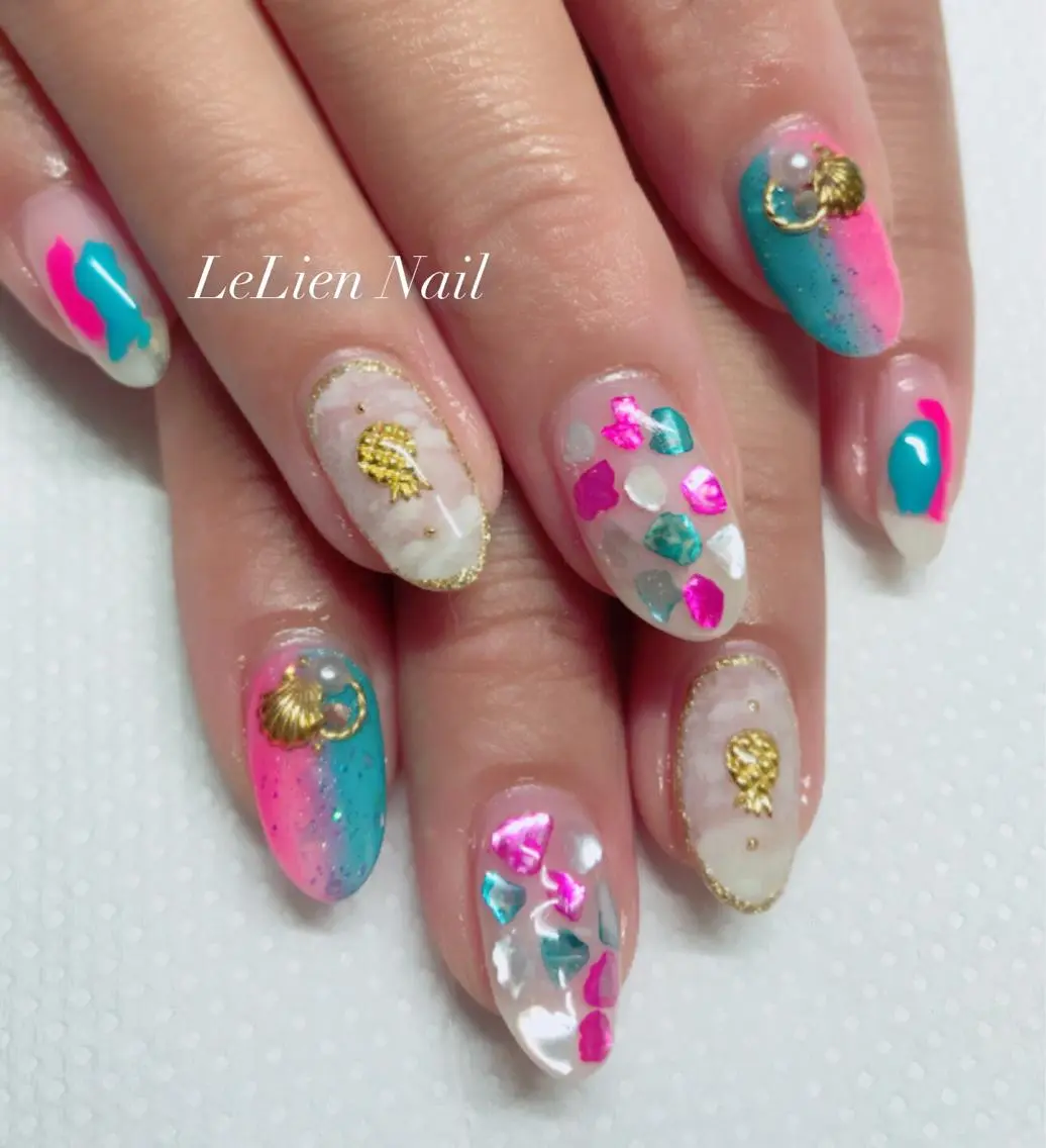 ネイル 夏ネイル モチの良さ◉ フィルインネイル♡のネイルデザイン