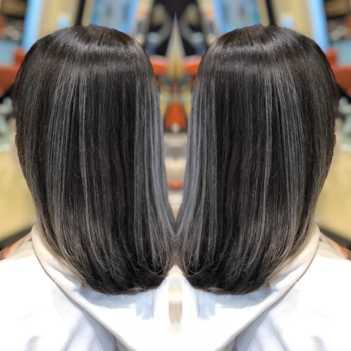 セミロング カット ヘアカラー トリートメント Y Uのヘアスタイル