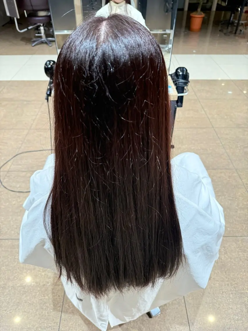 ロング カラー ブラウンカラー レッドカラー レッドブラウン ヘアカラー Mika/ SOiL岡崎のヘアスタイル